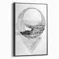 Mid Century Modern Geometric Art - Black and White Abstract Ocean Design
