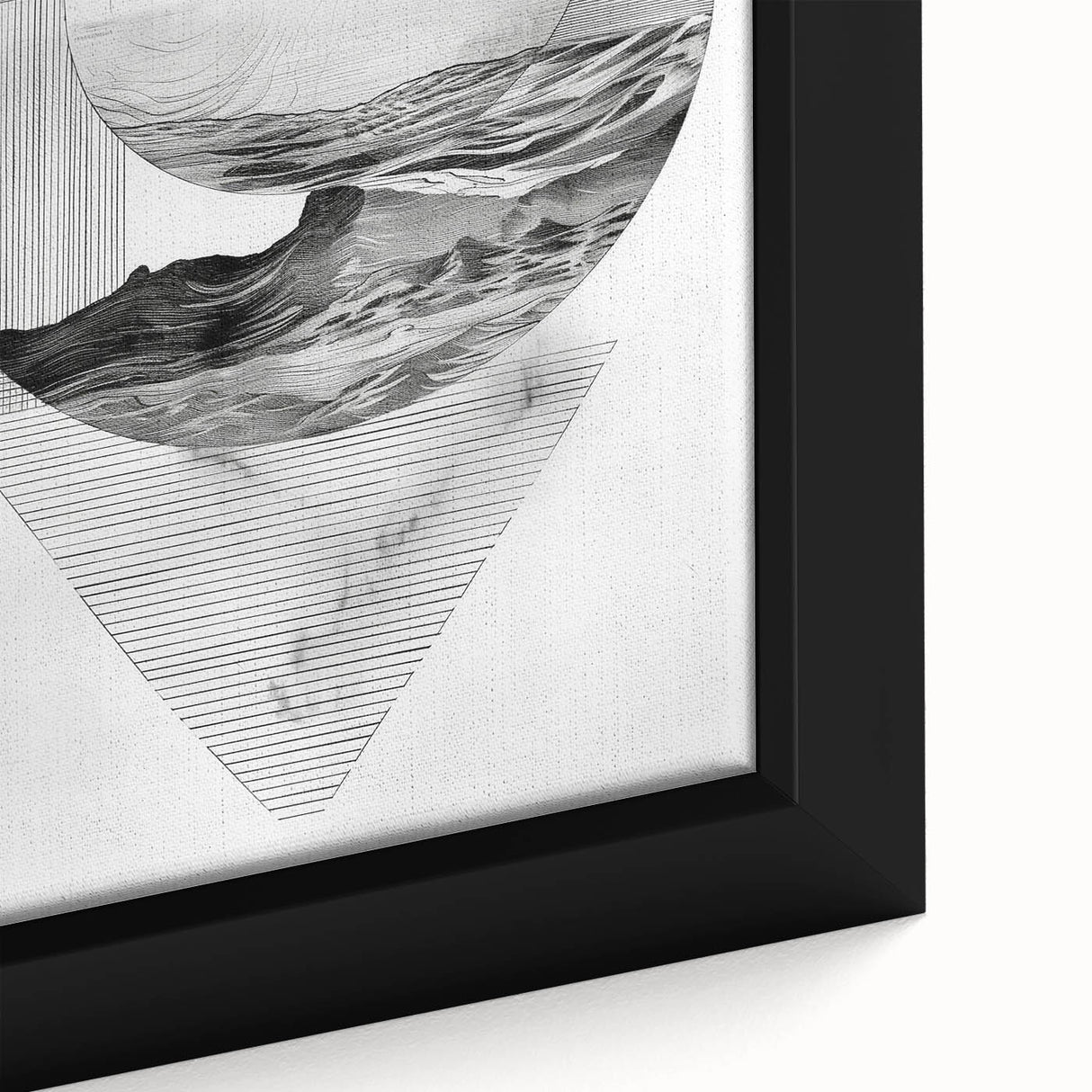 Mid Century Modern Geometric Art - Black and White Abstract Ocean Design