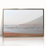 Large art print of a mid-century modernist summer scene in gold tones on acrylic, ideal for nursery wall decor.