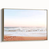 Framed canvas featuring a vintage landscape painting in muted earth tones, ideal for bedroom wall art.