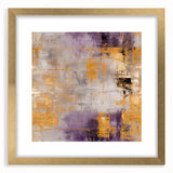 Abstract wall art featuring vibrant strokes in shades of blue, pink, and gold, elegantly framed with a mat, ideal for modern home decor or office styling.