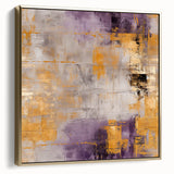 Framed canvas wall art featuring abstract silver and gold strokes on a textured background, perfect for modern home decor and artistic interiors.
