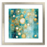 Abstract wall art featuring colorful strokes in a silver frame with a mat, showcasing a modern design perfect for contemporary home decor.