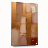 Abstract strokes wall art design displayed from the side, showcasing vibrant colors and unique textures on acrylic glass, accented with decorative pins for modern decor.