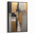 Framed canvas wall art featuring an abstract design with black strokes on a light background, showcasing a modern aesthetic for contemporary decor.