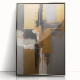 Framed abstract wall art featuring dynamic silver strokes on a white background, perfect for modern decor, adding elegance to any living space.