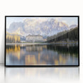 Framed acrylic artwork showcasing a picturesque landscape with a majestic castle, featuring a sleek black frame and vibrant colors, ideal for home decor enhancement.