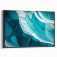 Framed canvas artwork showcasing a stunning landscape with cave formations, featuring a black side view. Ideal for modern home decor, adding depth and intrigue to any room.