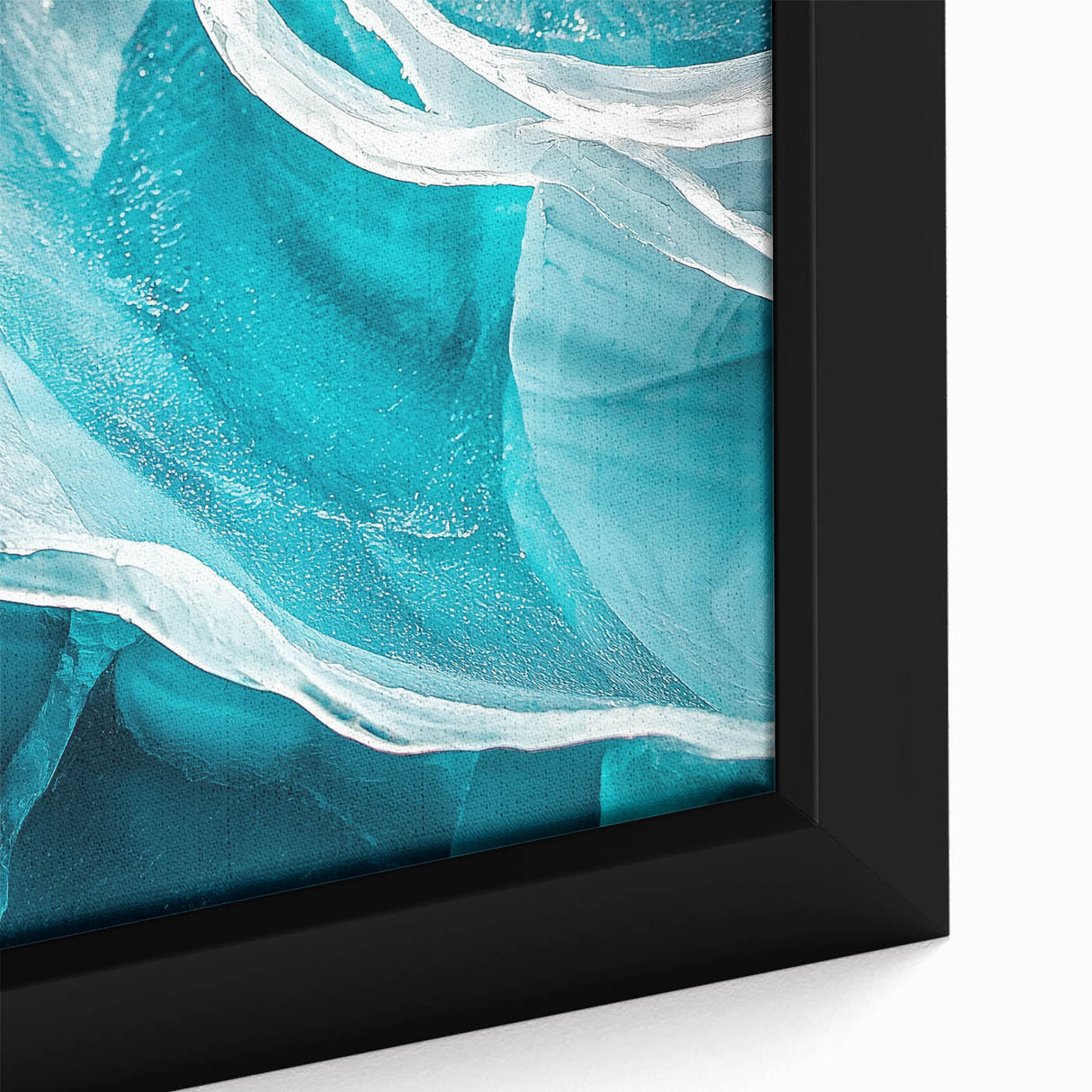 Close-up of a framed canvas artwork depicting a stunning cave landscape, featuring intricate textures and earthy tones that add depth and richness to any decor. Perfect for nature lovers seeking unique wall art.