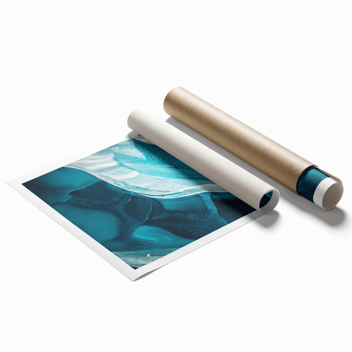 Rolled canvas print showcasing a vibrant landscape design with intricate cave patterns, featuring earthy tones and textures, perfect for home decor.