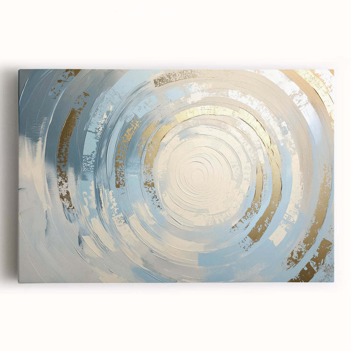 Large Bedroom Wall Decor – Gold & Blue Acrylic and Canvas Art