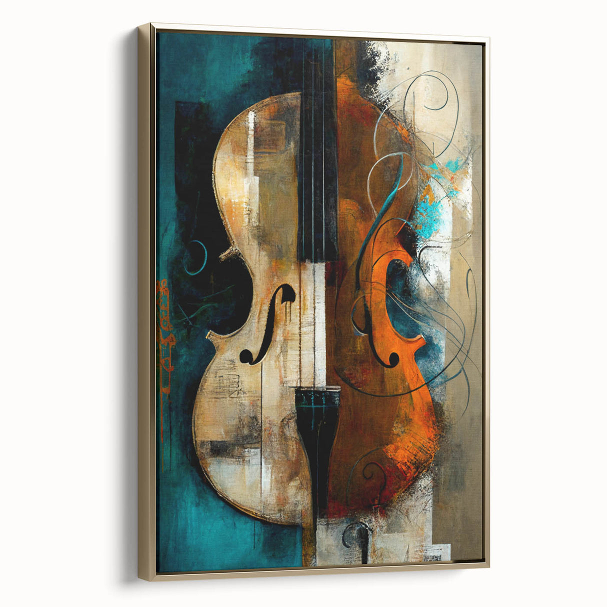 Framed abstract figurative wall art featuring a textured gold design, showcasing modern aesthetics. Ideal for enhancing contemporary home decor.