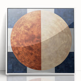 Framed acrylic artwork displaying an abstract geometric design in white, ideal for modern home decor. The clean lines and crisp colors enhance contemporary spaces.