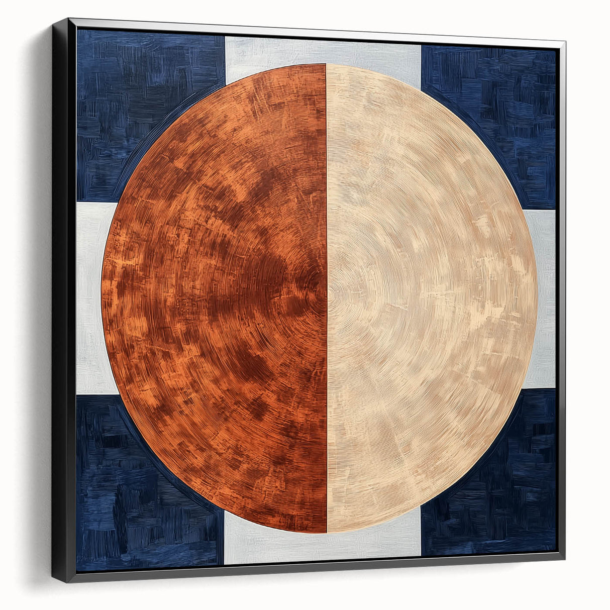 Abstract geometric framed canvas art showcasing a sleek black design, highlighting modern aesthetics and depth, perfect for contemporary home decor.