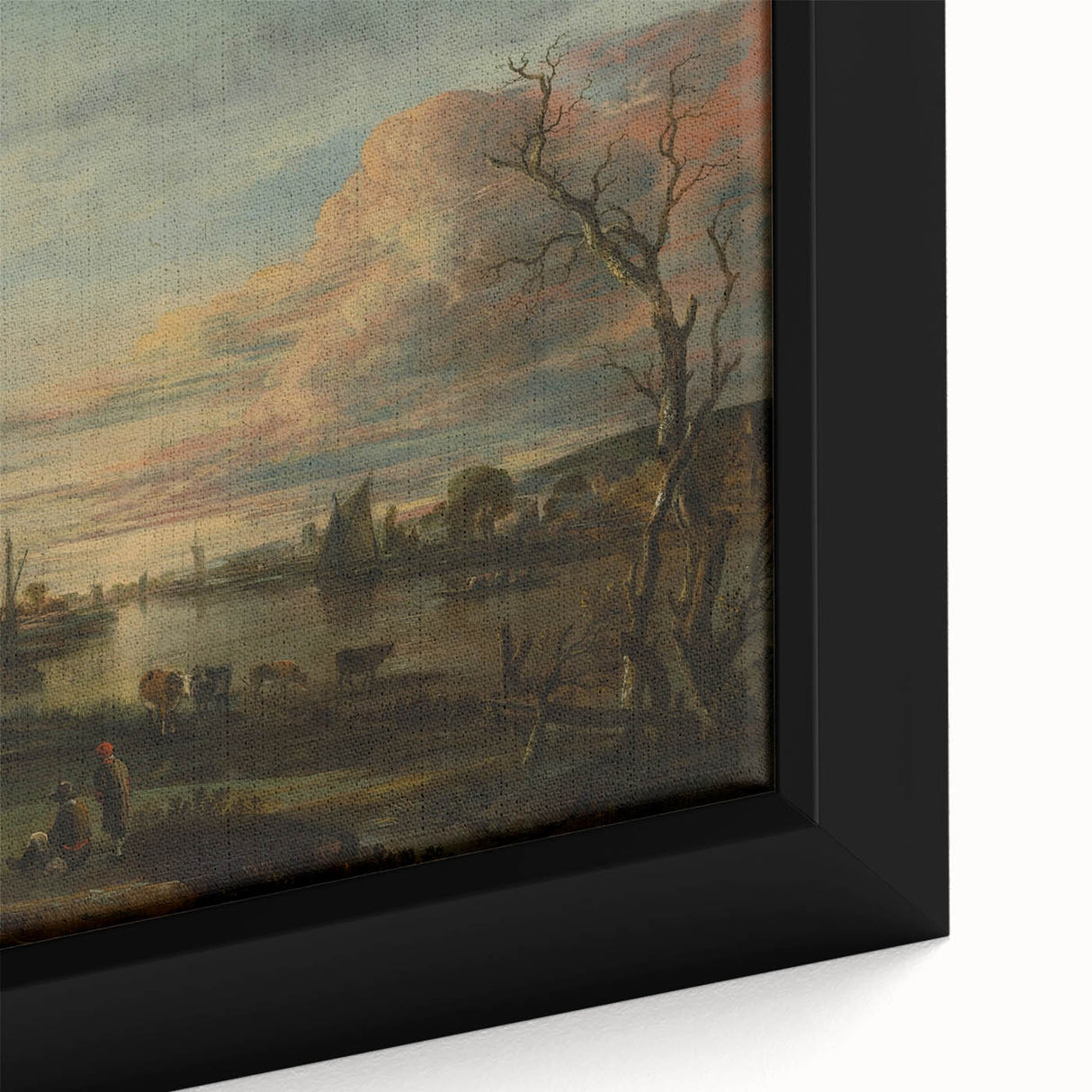 Baroque Landscape Art Print - Serene River Scene with Warm Tones