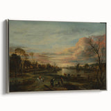 Baroque Landscape Art Print - Serene River Scene with Warm Tones