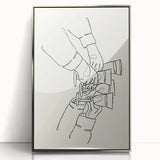 Large art print of a mid-century modernist food and drink theme in a silver frame, ideal for modern kitchen decor.
