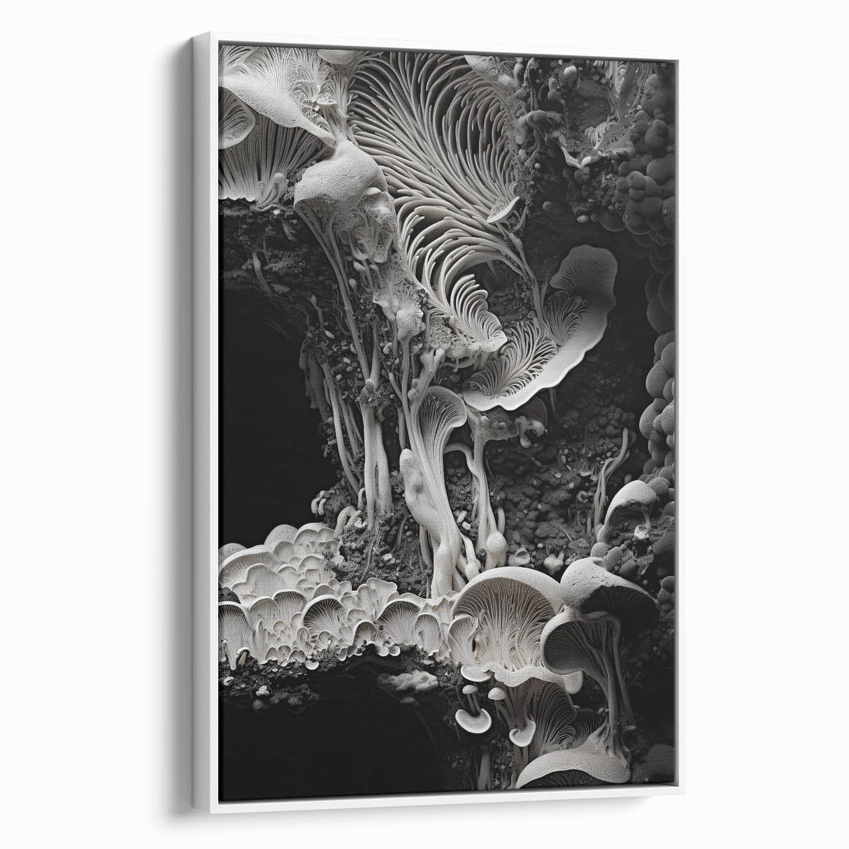 A vintage poster art on framed canvas featuring close-up natural elements in vibrant colors, ideal for living room decor.