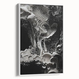 A vintage poster art on framed canvas featuring close-up natural elements in vibrant colors, ideal for living room decor.