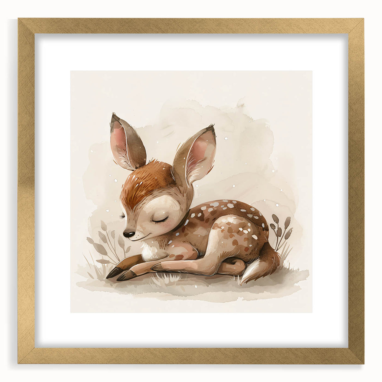 Adorable Sleeping Deer - Kids Room Wall Art Canvas and Framed Options