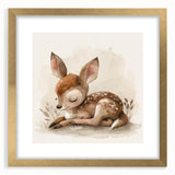 Adorable Sleeping Deer - Kids Room Wall Art Canvas and Framed Options