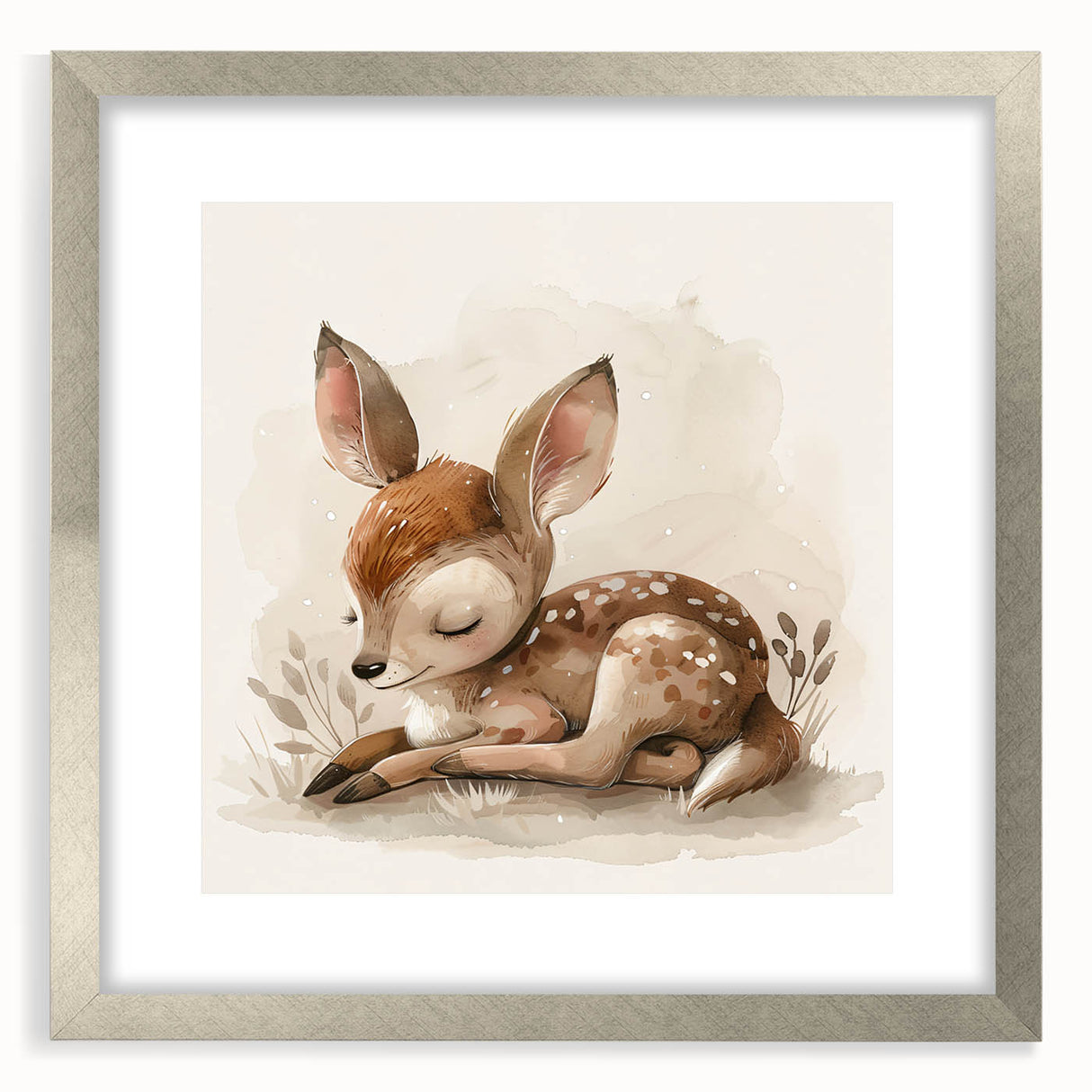 Adorable Sleeping Deer - Kids Room Wall Art Canvas and Framed Options