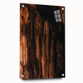 Large abstract wall art on acrylic glass depicting swirling autumn colors, ideal for dining room decor.
