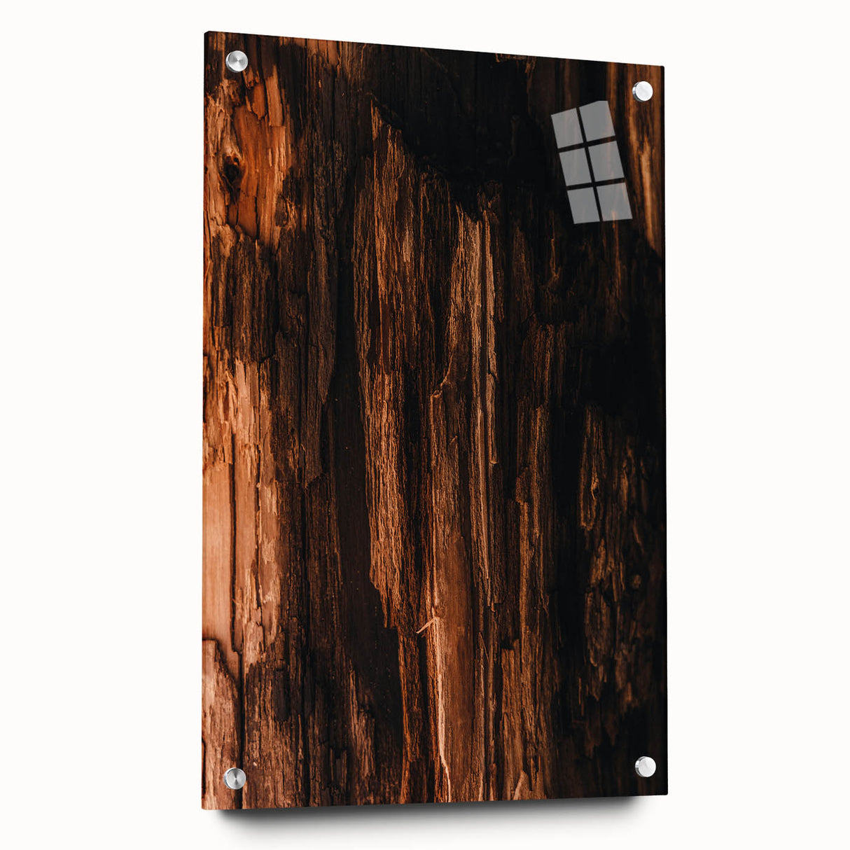 Large abstract wall art on acrylic glass depicting swirling autumn colors, ideal for dining room decor.