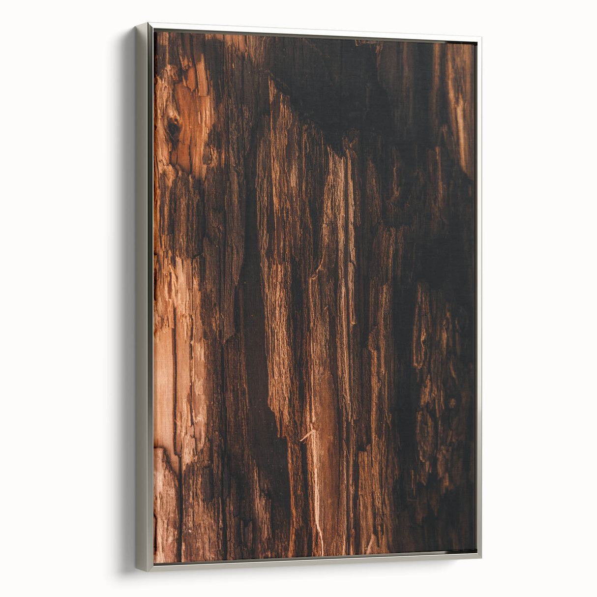 Framed canvas featuring a vintage-style landscape art painting with colorful autumn trees and a silver frame.