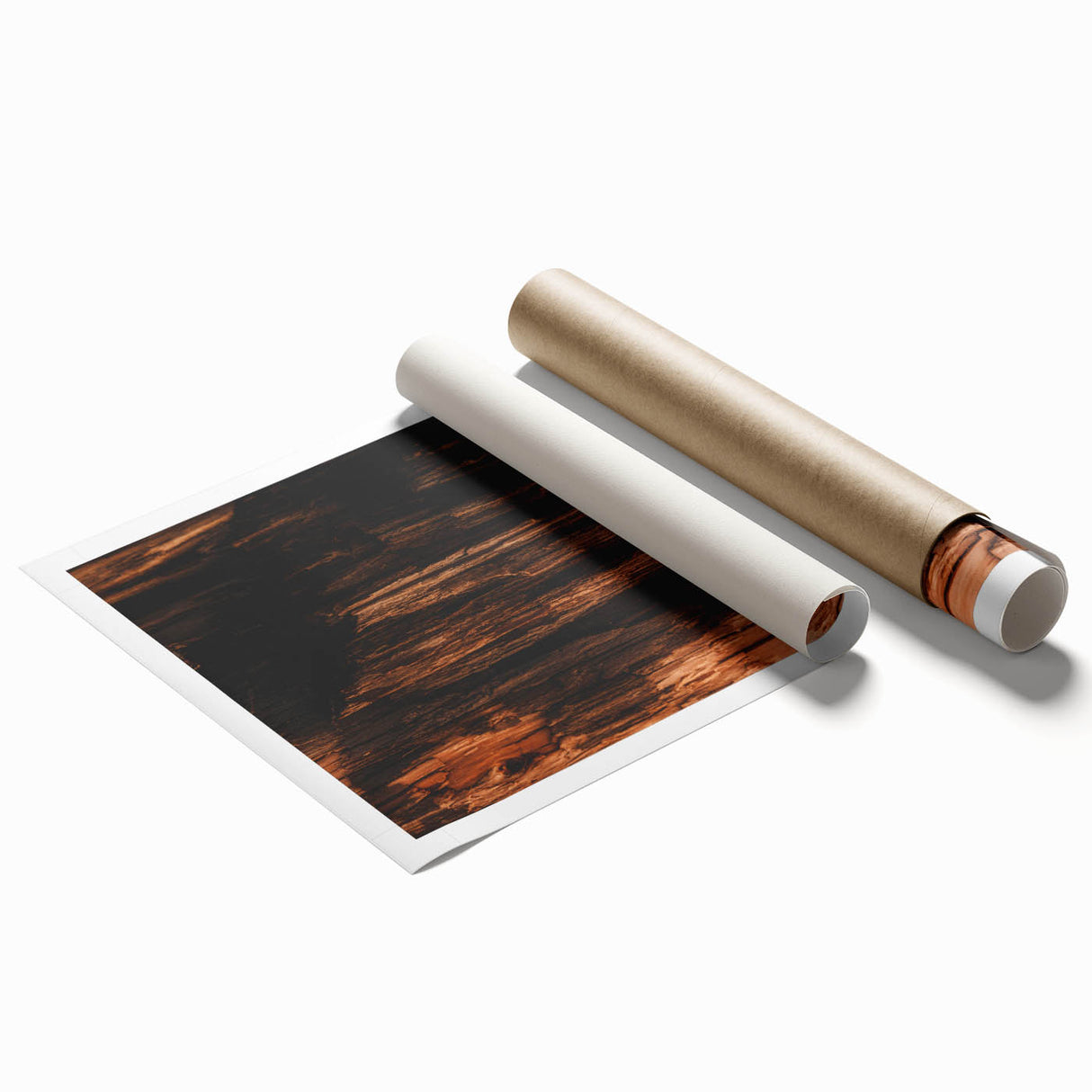 Extra large rolled print featuring a floral design in muted earth tones.