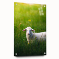 Large abstract wall art on acrylic glass depicting spring themes in soft green and pink tones.