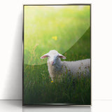 Mid-century modernist art depicting spring season in pastel shades, framed in silver acrylic, suitable for nursery wall art.