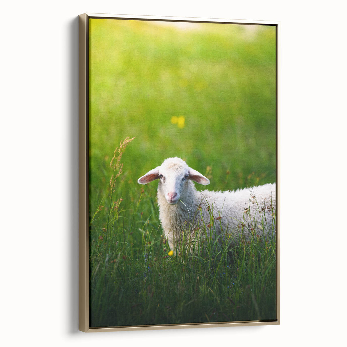 Framed canvas wall art depicting a vintage-style landscape with soft pastel colors, ideal for bedroom decor.