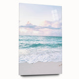 Large abstract wall art on acrylic, featuring swirling blue and gray tones, ideal for bedroom or dining room decor.