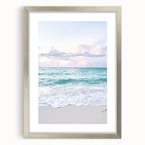 Textured abstract art print in silver frame, featuring swirling grey and white patterns, ideal for modern bedroom ambiance.