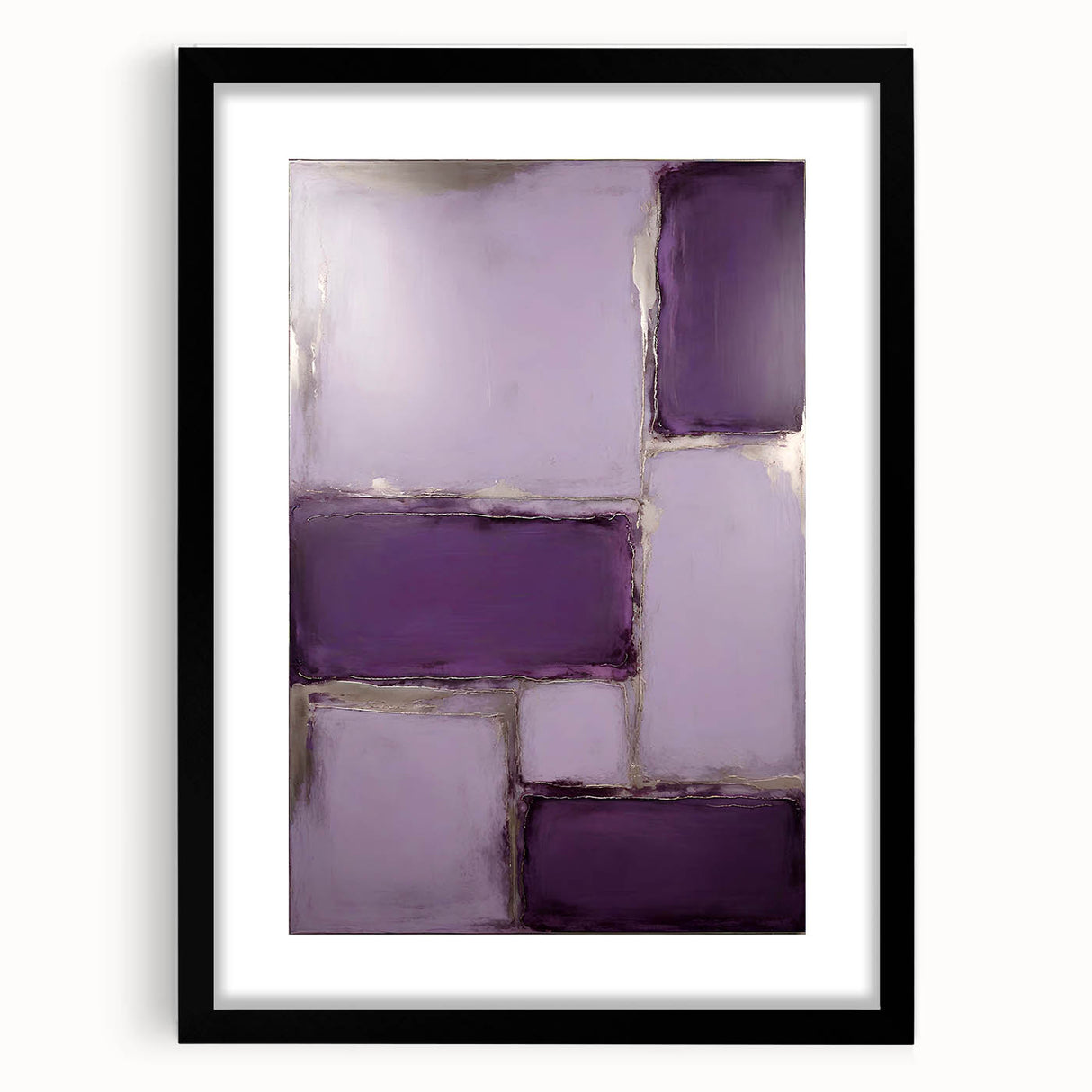 Abstract strokes wall art framed in black with a white mat, showcasing vibrant colors and contemporary design, perfect for modern home decor.