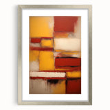 Abstract strokes wall art framed in silver with a mat, showcasing vibrant colors and unique brush patterns, perfect for modern home decor.