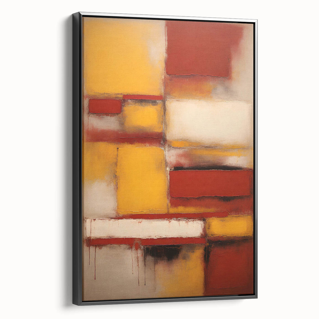 Framed canvas wall art featuring abstract black strokes on a textured background, showcasing a modern design ideal for contemporary decor. Perfect for enhancing any living space or office ambiance.