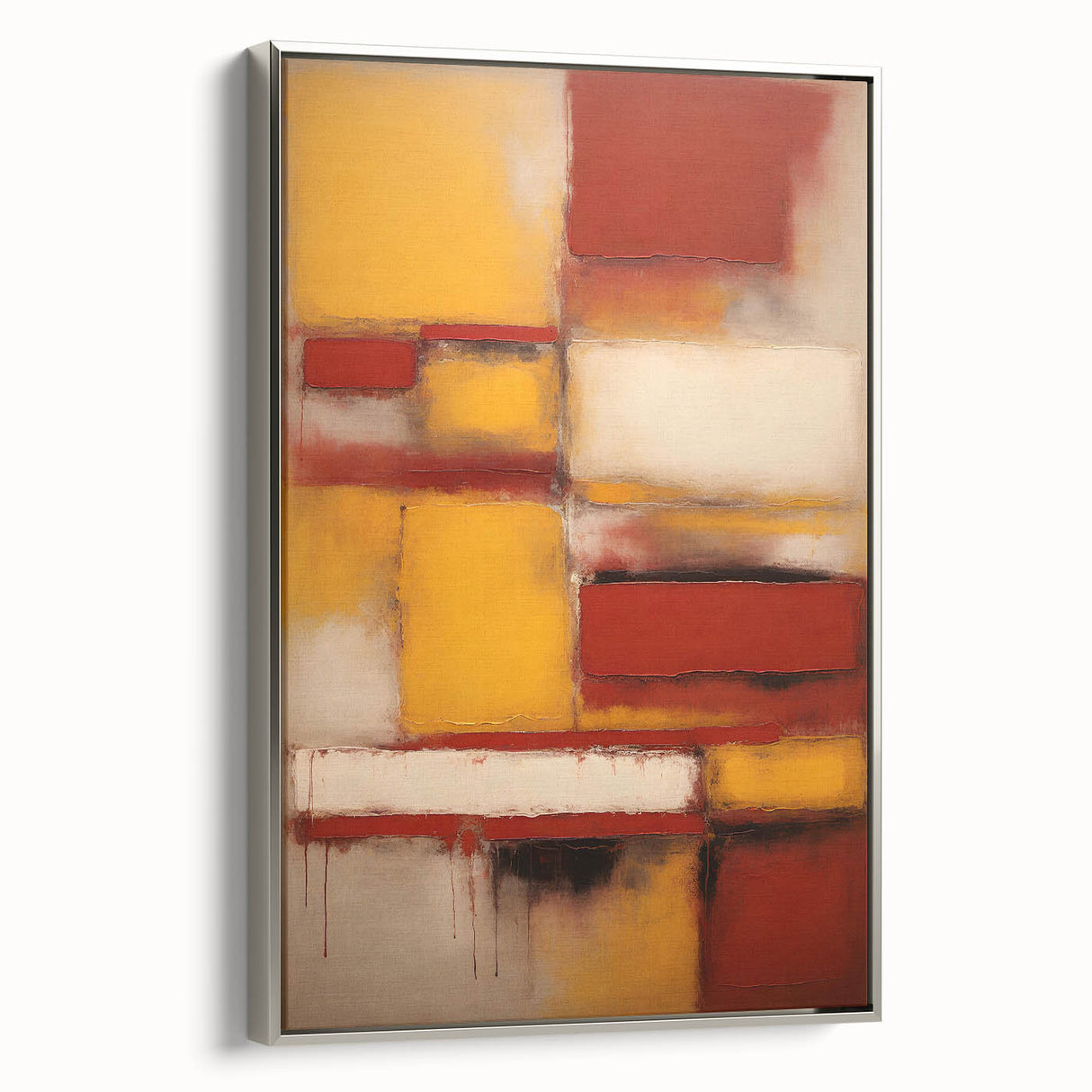 Abstract strokes wall art framed canvas in silver, showcasing vibrant colors and dynamic patterns. Ideal for modern home decor, adding a touch of elegance.
