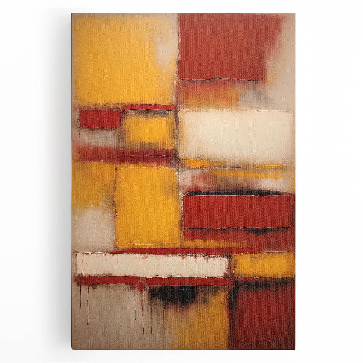 Abstract strokes wall art on stretched canvas, showcasing vibrant colors and dynamic patterns, perfect for modern home decor and artistic expression.