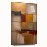 Abstract strokes wall art displayed in a sleek acrylic frame, showcasing vibrant blues, greens, and yellows, perfect for modern home decor. The side view emphasizes the artwork's dimensionality and glossy finish, ideal for adding a splash of color to contemporary interiors.