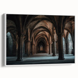 Framed canvas artwork showcasing a picturesque landscape with a castle, featuring a white frame that complements the scenic view, ideal for home decor.
