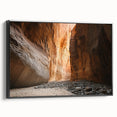 Framed canvas artwork depicting a stunning cave landscape with intricate details and a black side view, perfect for enhancing modern home decor.