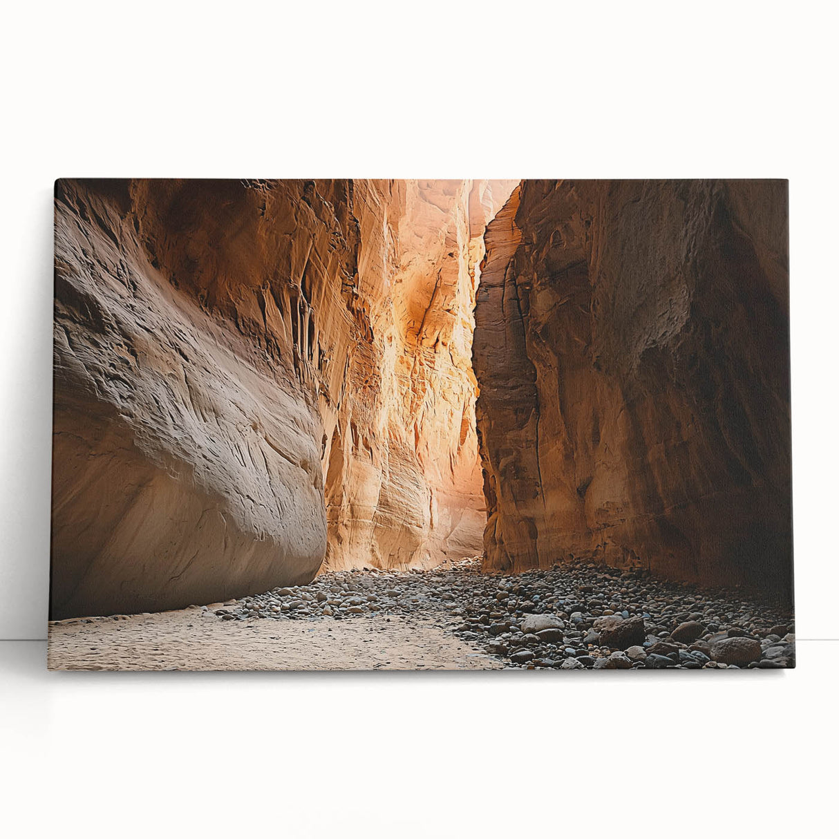 Stretched canvas artwork showcasing a stunning landscape with caves, featuring vibrant colors and intricate details, perfect for modern home decor.