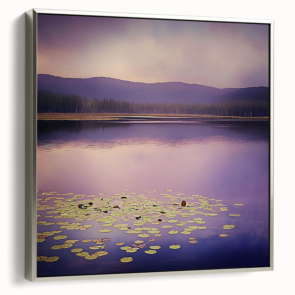Office Art Prints - Tranquil Purple Lake Landscape Canvas