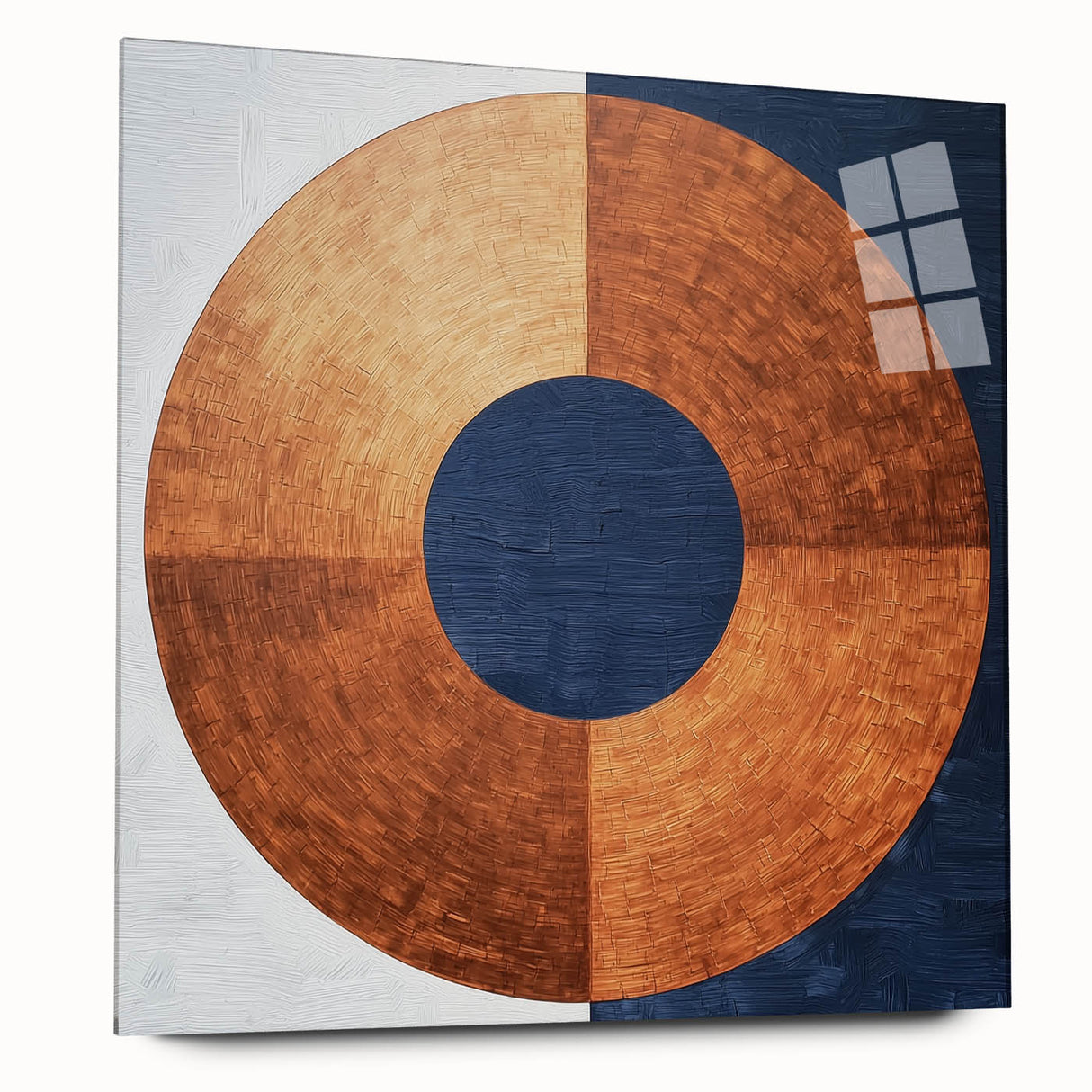 Abstract geometric acrylic glass art piece in vibrant colors, showcasing a side view design with intricate shapes and smooth edges, perfect for modern decor.