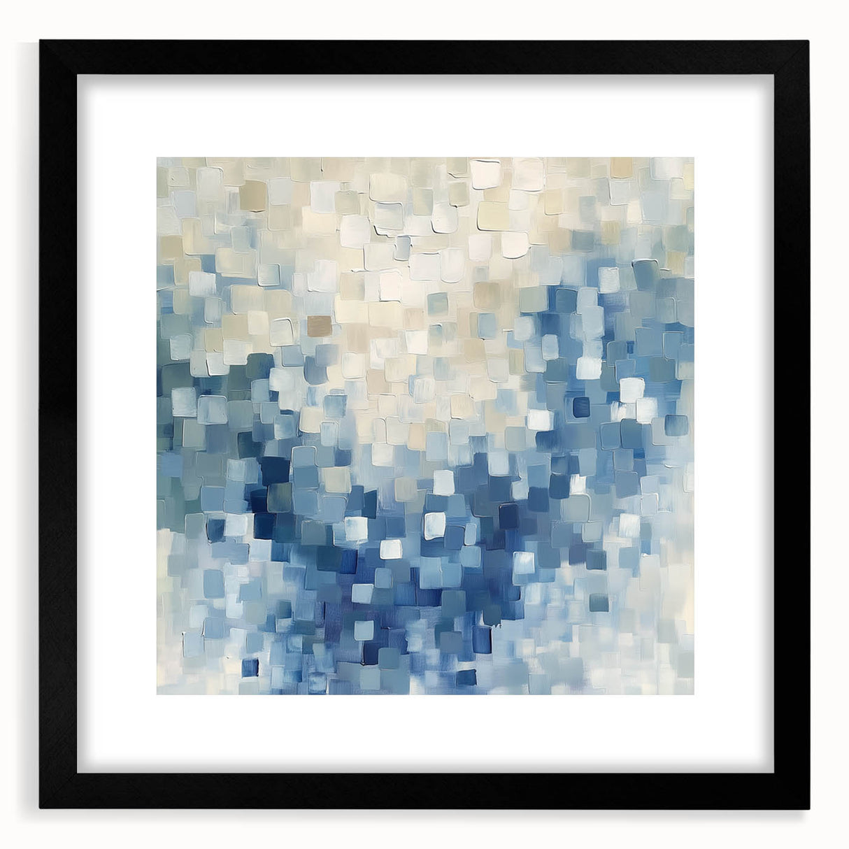 Contemporary Abstract Canvas – Mosaic Motion in Soft Blues
