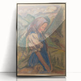 Expressionist Landscape – Girl with Dog Pastel Canvas Print
