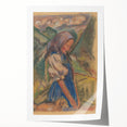 Expressionist Landscape – Girl with Dog Pastel Canvas Print