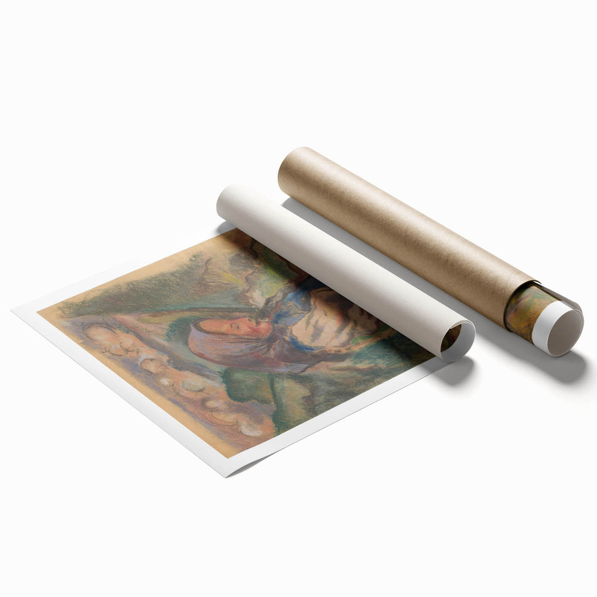 Expressionist Landscape – Girl with Dog Pastel Canvas Print